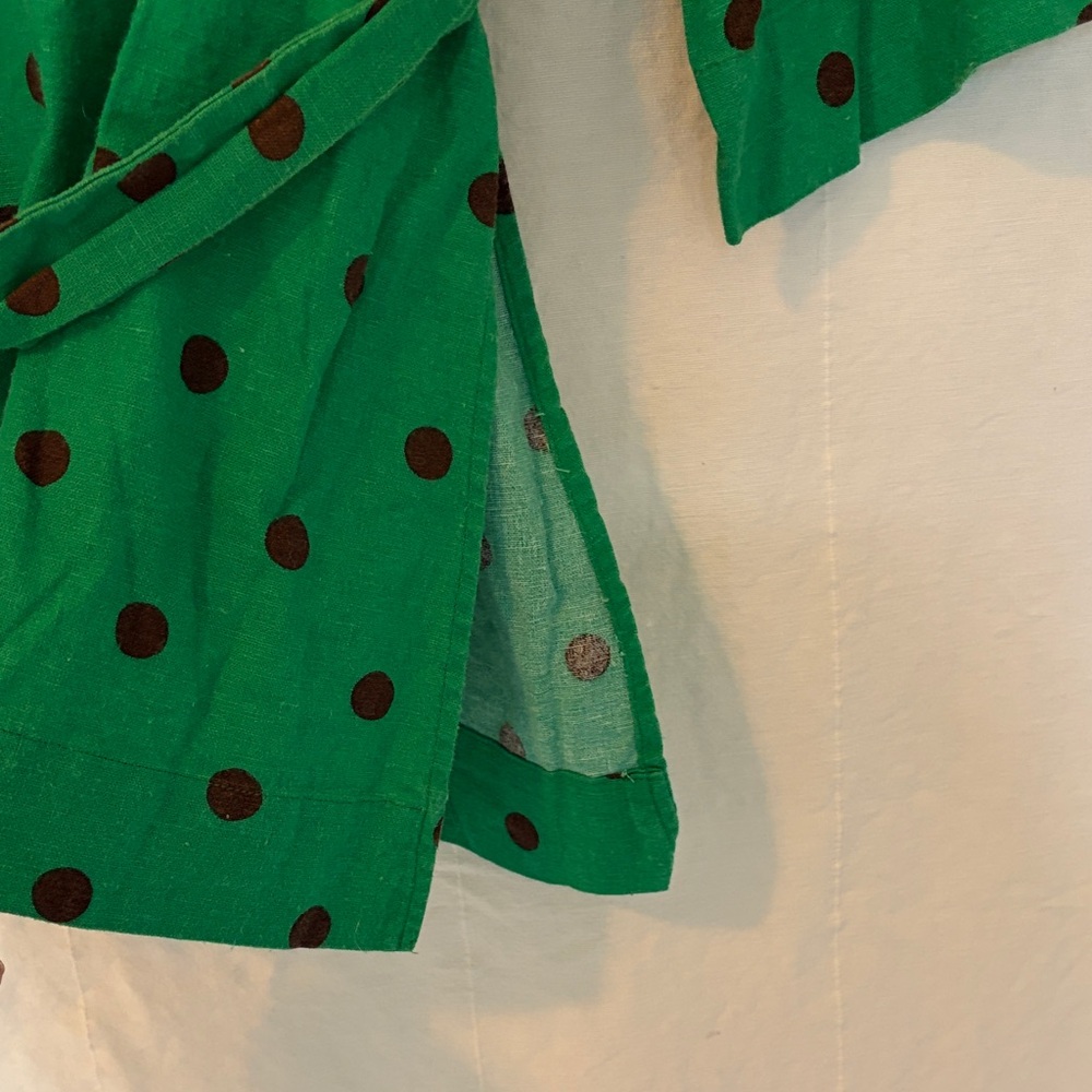 Zara Green Wrap Tunic with Black Polka Dots, M - Picture 6 of 8